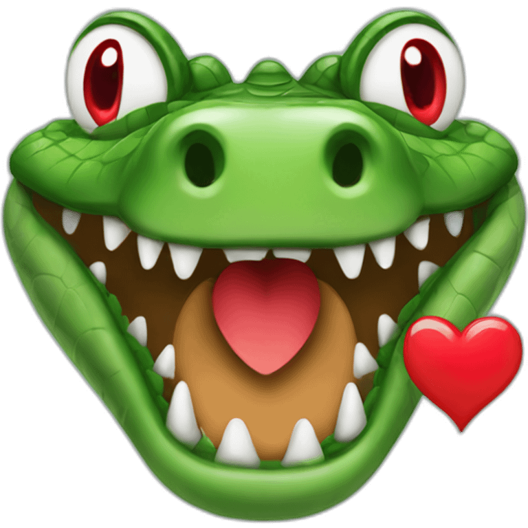 crocodile with red eyes shaped like hearts emoji