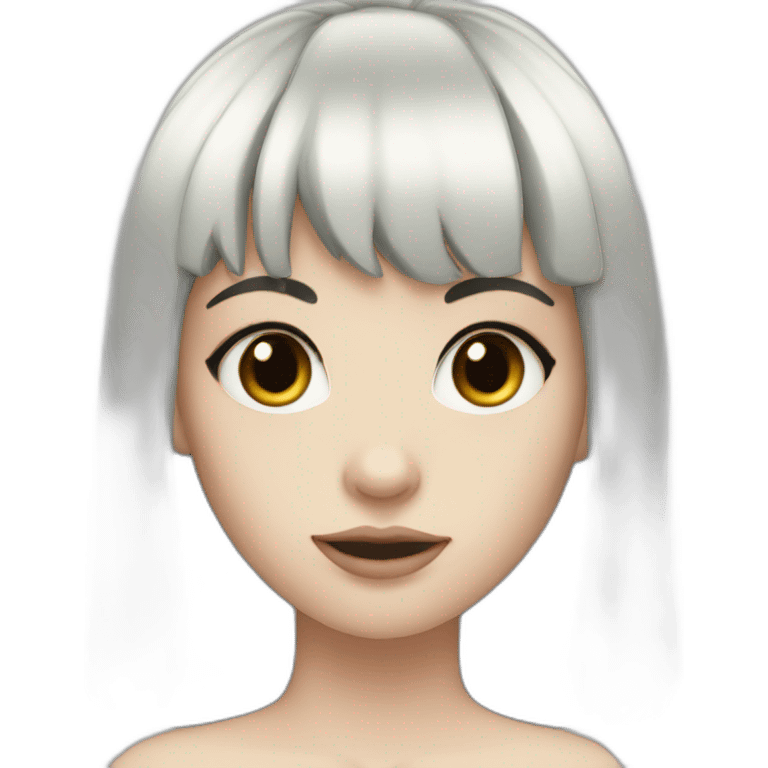 pale skinned girl with black hair bangs emoji