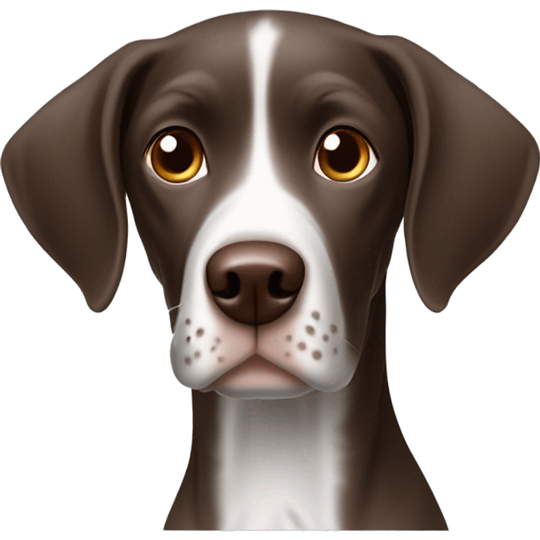 German short hair pointer  brown and white blue eyes￼ emoji