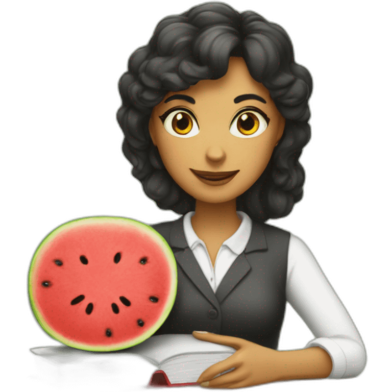 kat  teacher with a book and a watermelon emoji