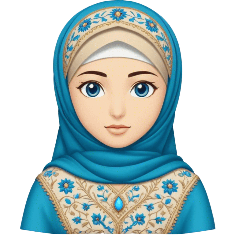 Turkish beautiful finish Konya girl blue eyes with hijab and ottoman dress emoji