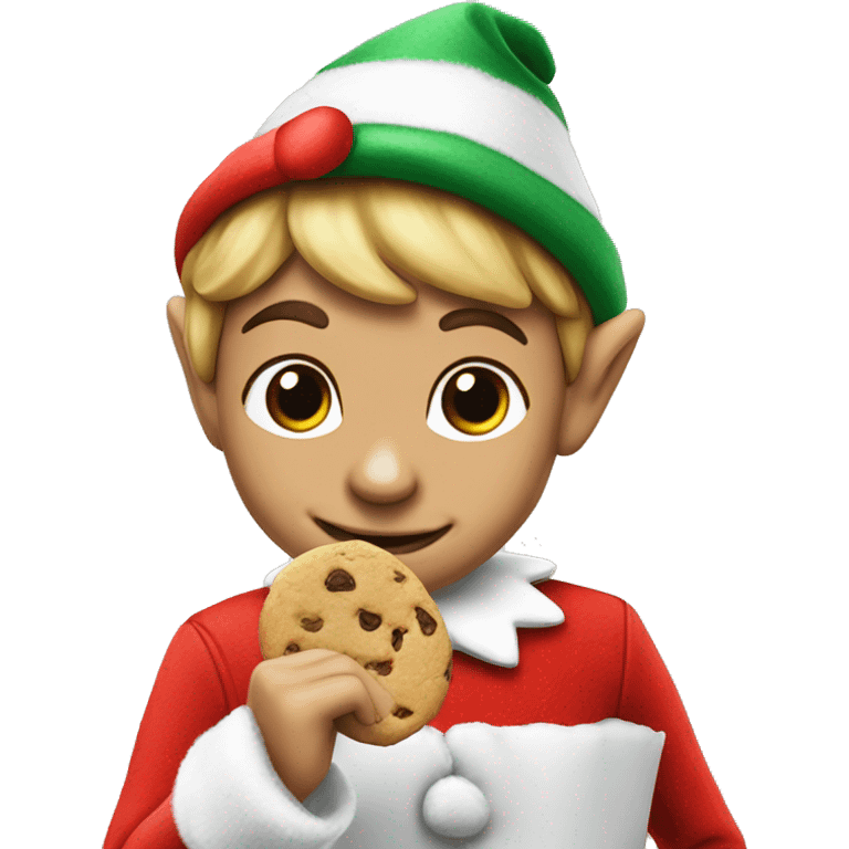 Elf on the shelf eating cookies emoji