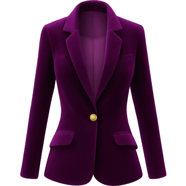 Realistic isolated open dark purple wine color velvet feminine fashion blazer jacket.  emoji