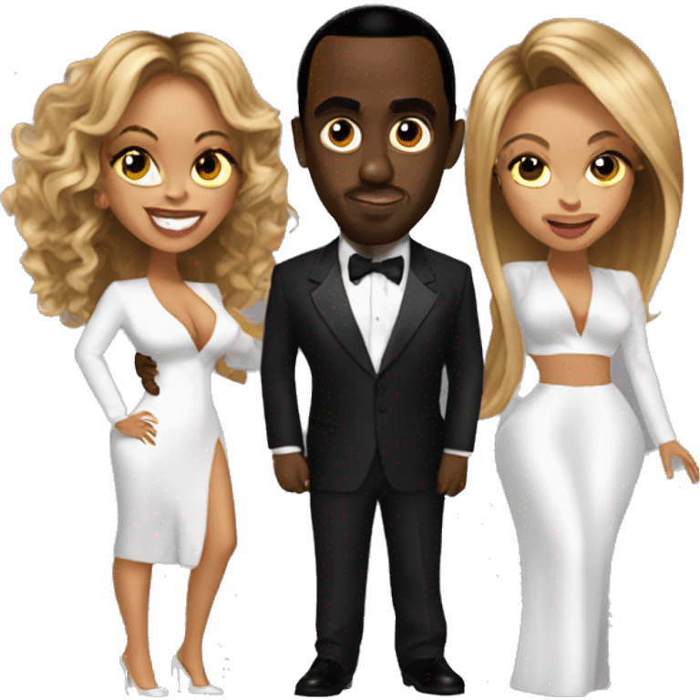 P diddy with beyonce and 2 baby oil emoji