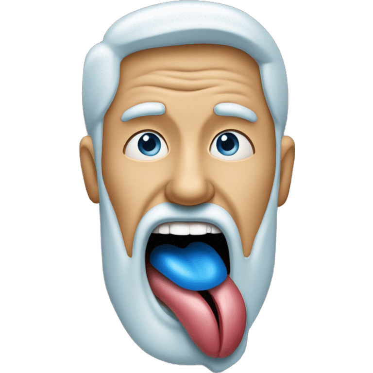 the tongue inside the man's mouth is blue  emoji