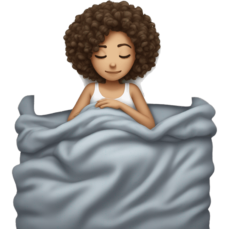 Brunette curly hair girl sleeping emoji