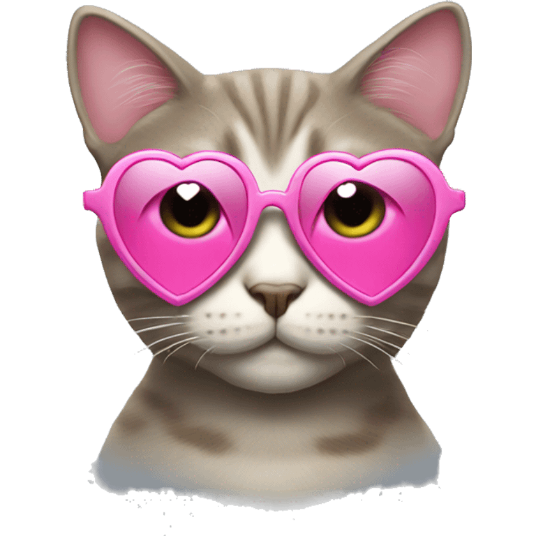 Cat with sunglasses and pink heart emoji