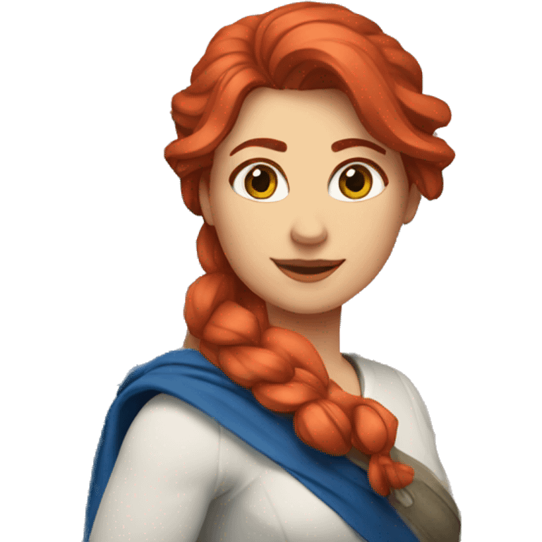 a red hair female on summit with greek flag emoji