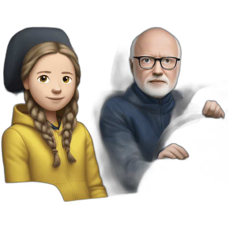 greta Thunberg in car with frans timmermans emoji