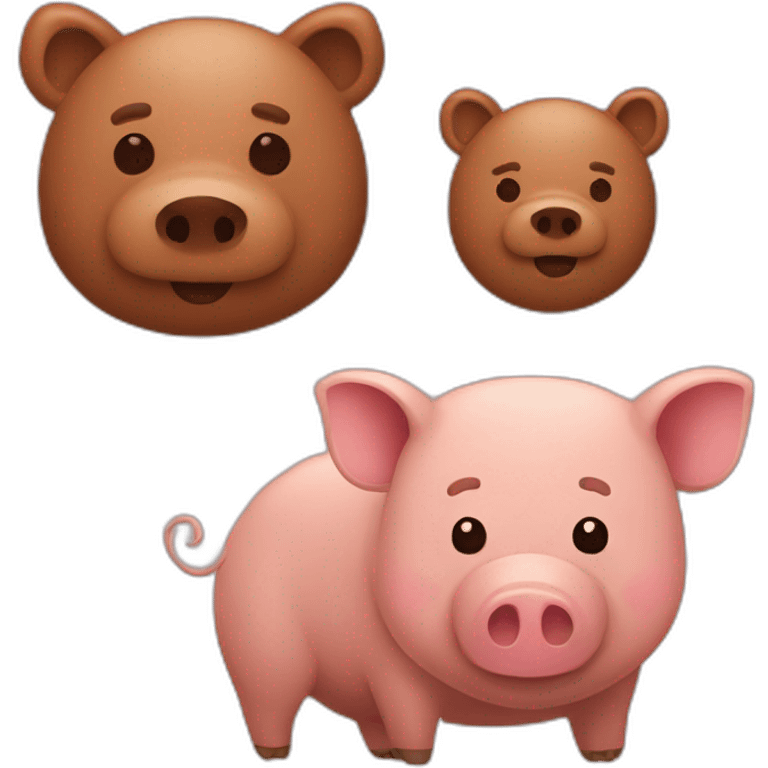 brown pig and bear emoji