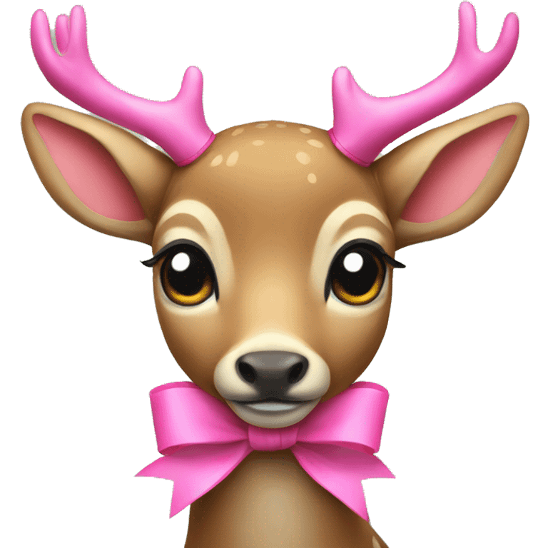 Deer with pink ribbon emoji