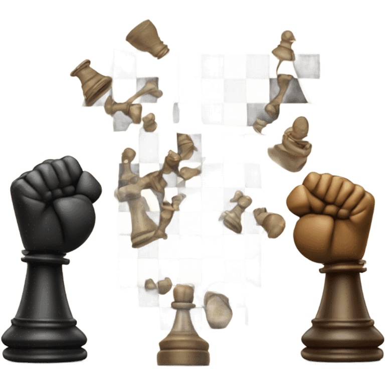 Chess pieces with human arms  fist fighting  emoji