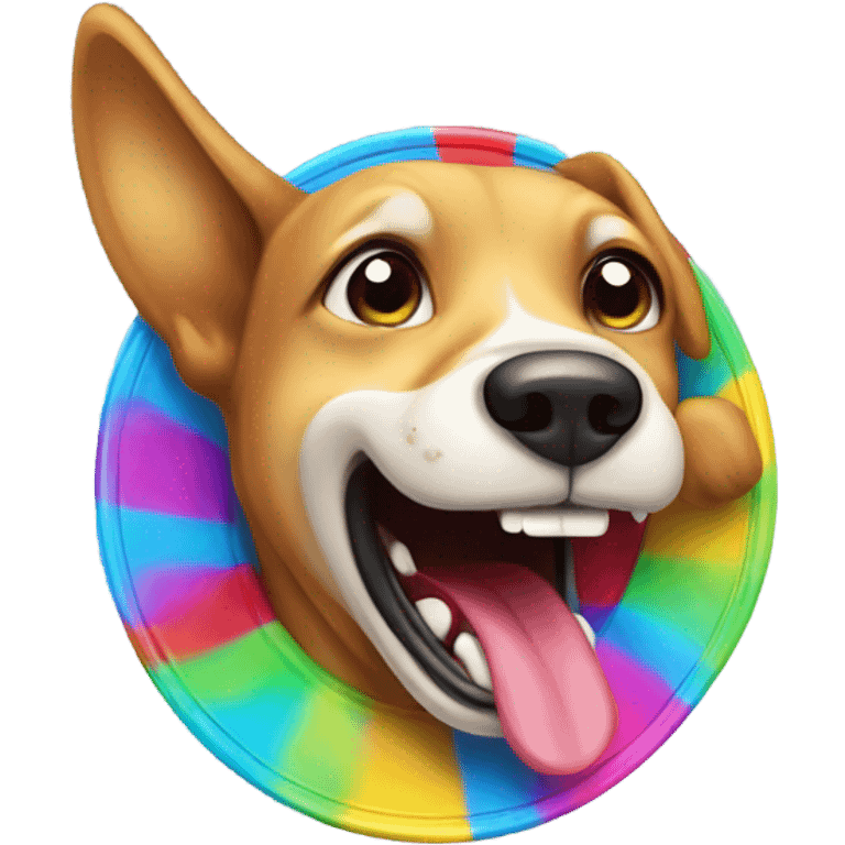 Dog biting frisbee emoji