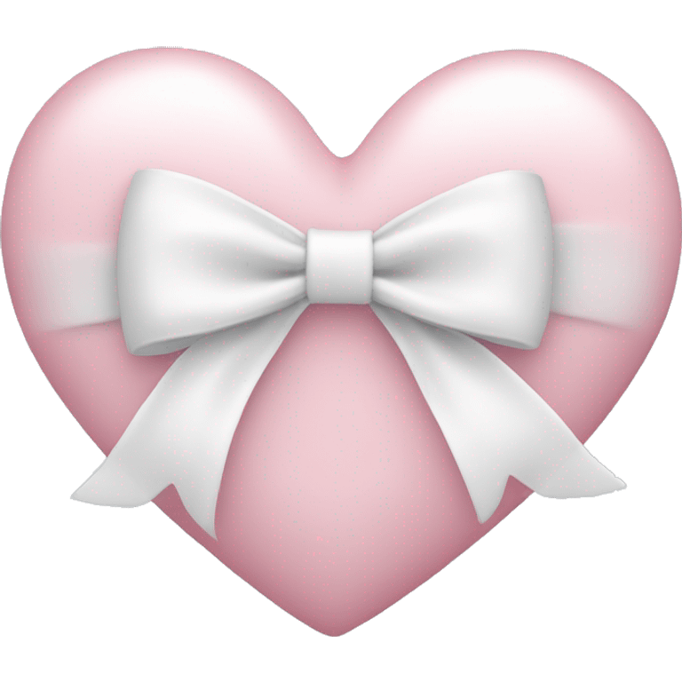 Pastel pink heart with white bow emoji