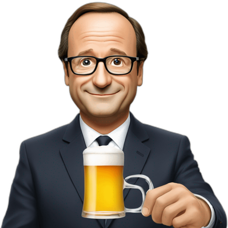 François Hollande qui boit une bière emoji