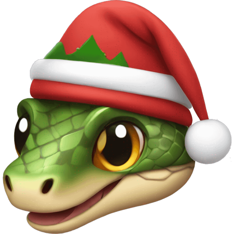 cute snake in a Christmas cap emoji