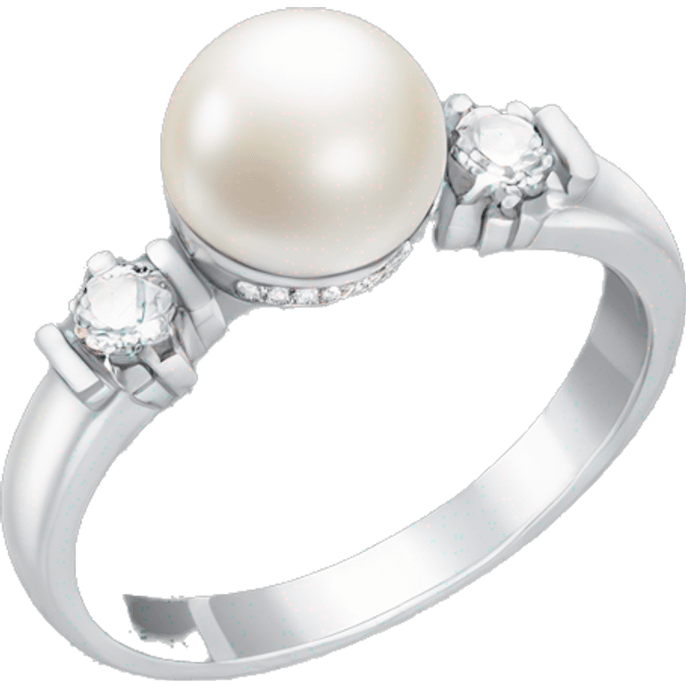 silver wedding ring with pearl and diamonds emoji