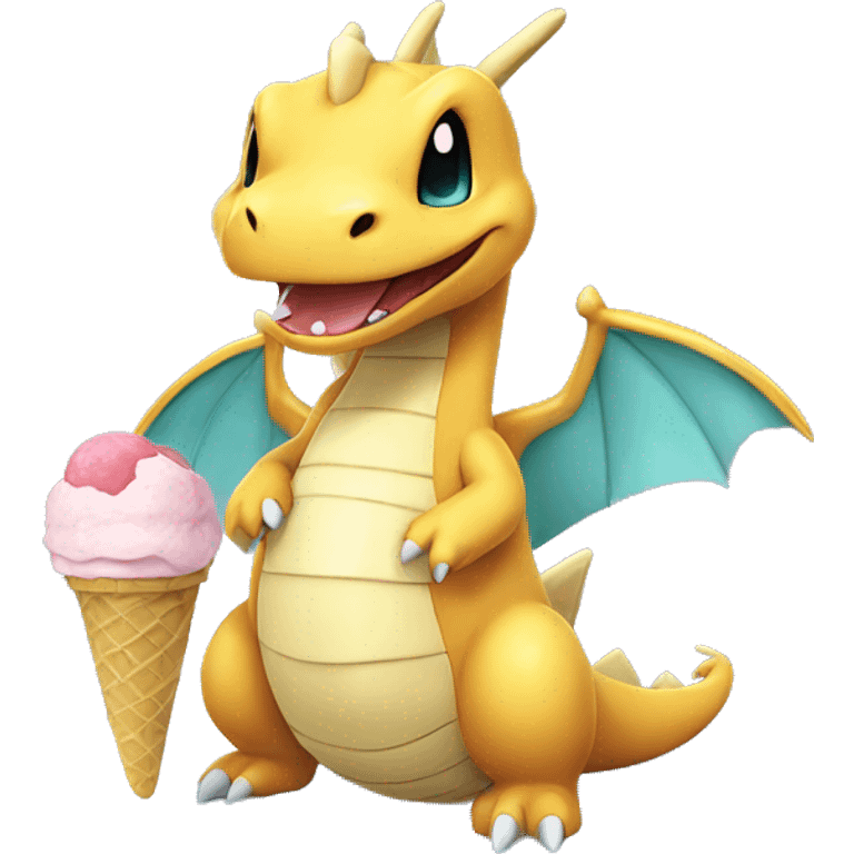 Pokemon dragonite with ice cream emoji