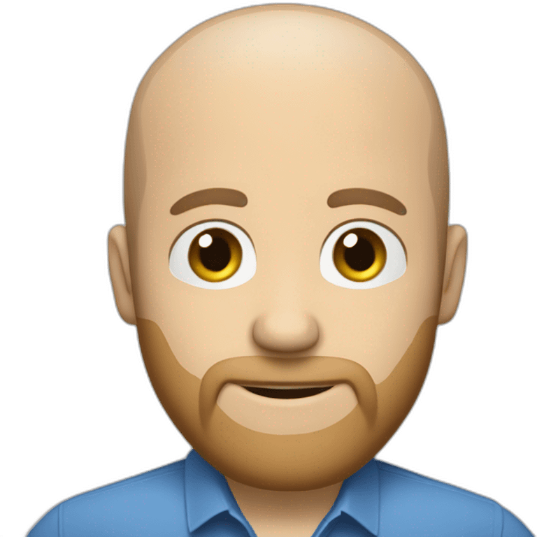 white male with small beard and almost bald smart casual blue shirt holding papers full profile emoji