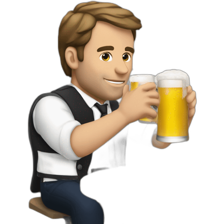 Macron drinking a beer emoji