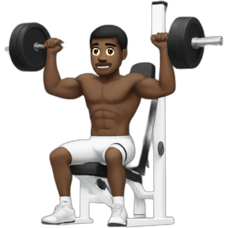 Black Man doing benchpress emoji