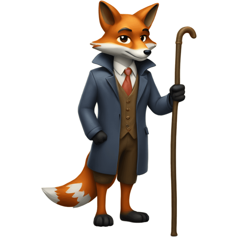 fox with a cane in hand emoji