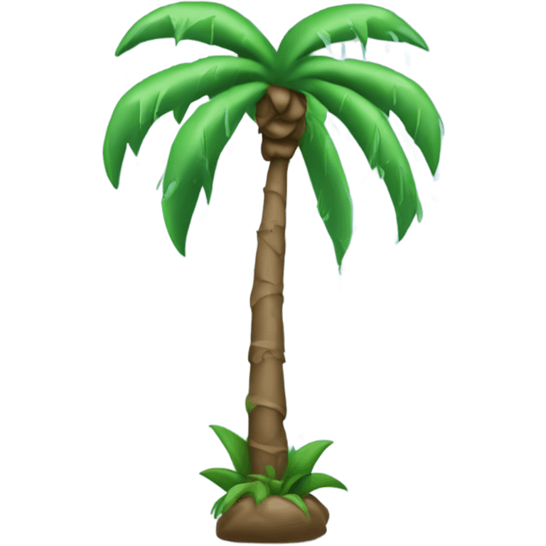 Rain coming down on a palm trees emoji