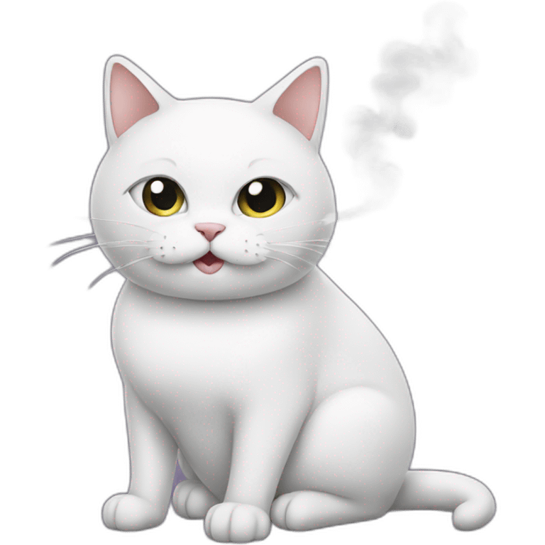 Smoking White cat emoji