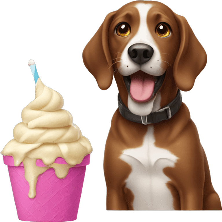  Brown dog eating ice cream  emoji