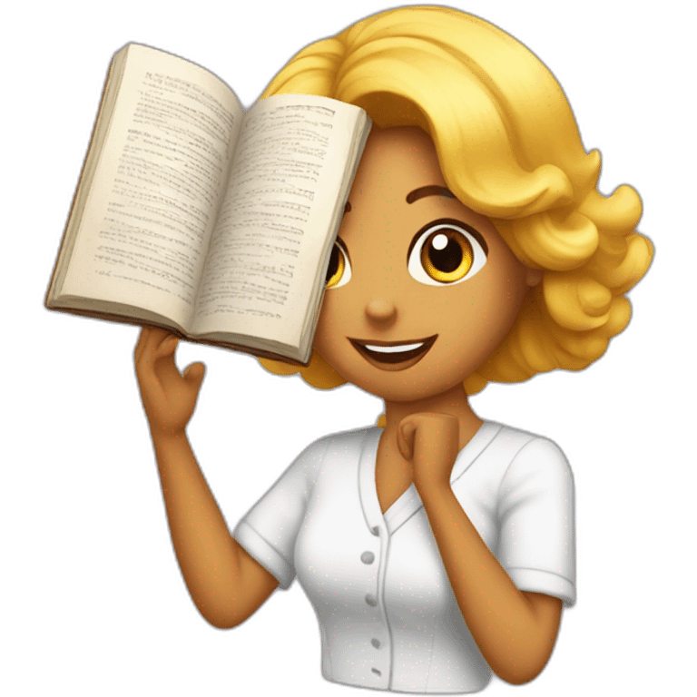 Miss with book emoji