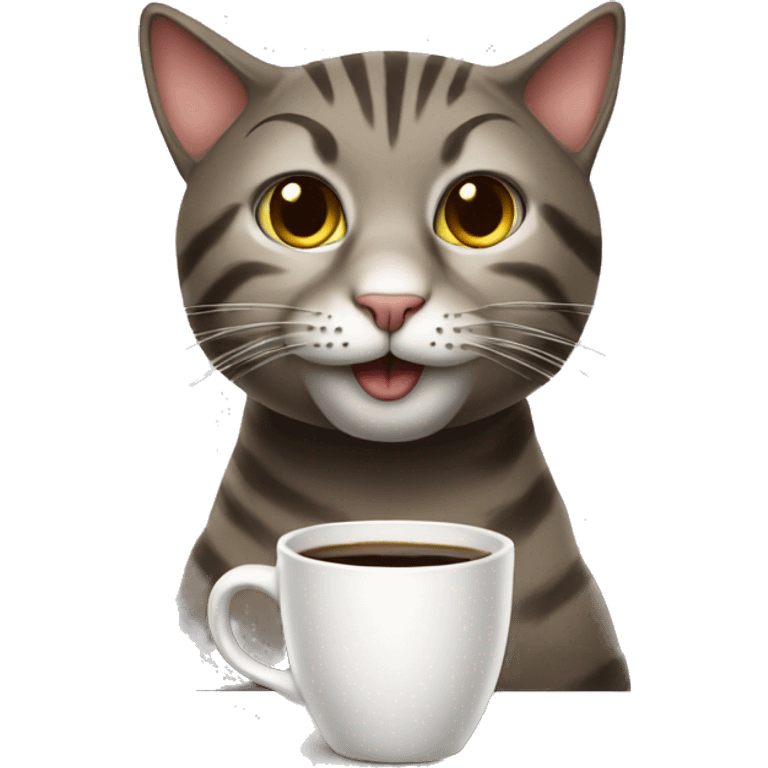 Cat drink coffee emoji