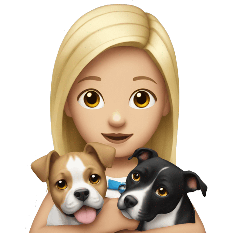 Blonde child holding black and white pitbull emoji