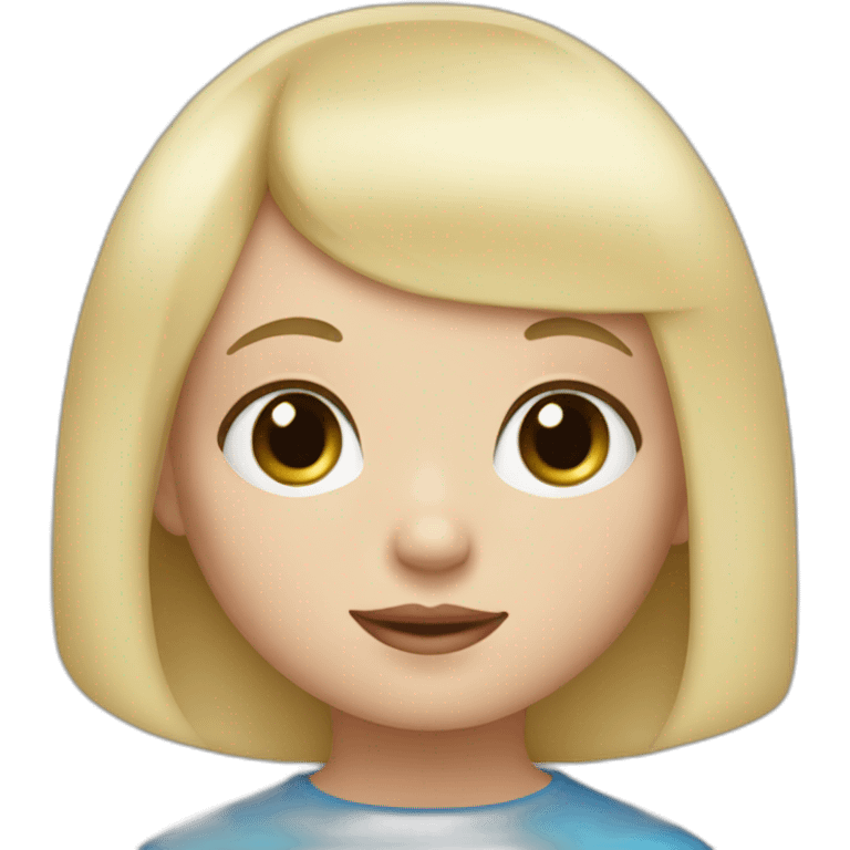 Toddler white blonde girl with blue eyes and a bob cut and bangs emoji