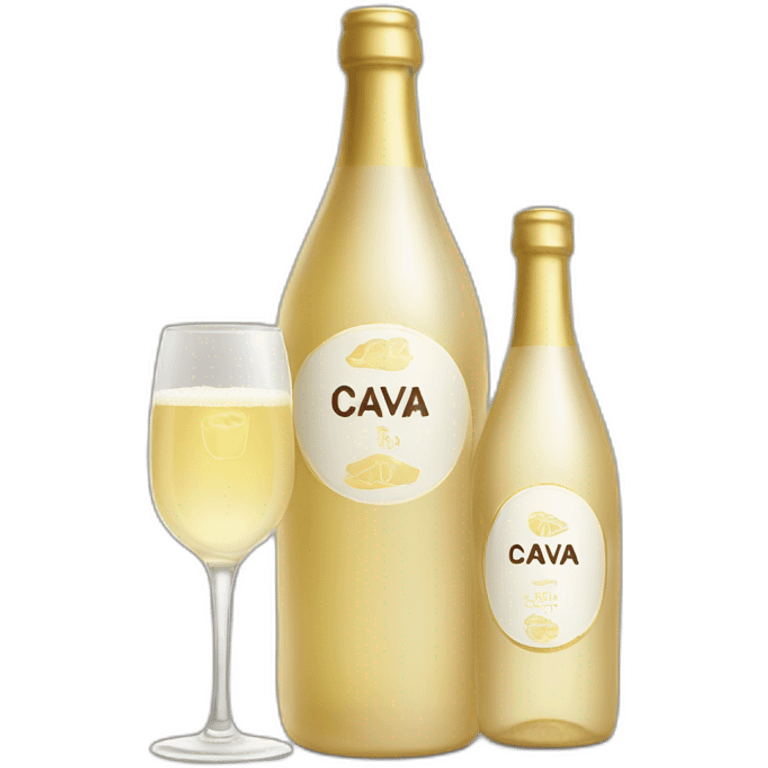 bottle with cava logo and two glasses emoji