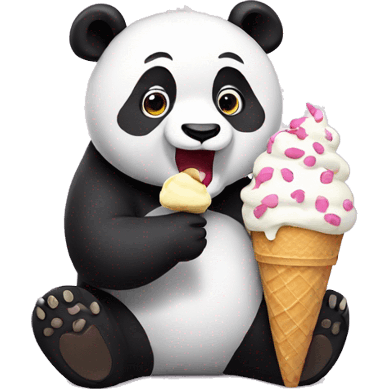 Panda eating ice cream emoji