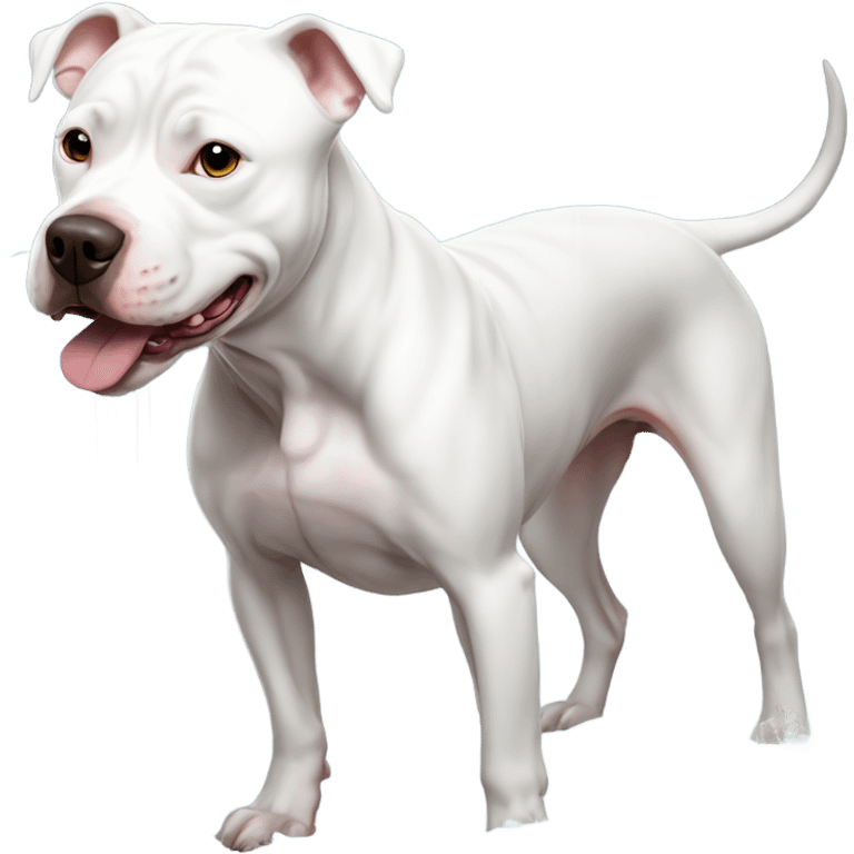 Dog white pitbull takes a shower emoji