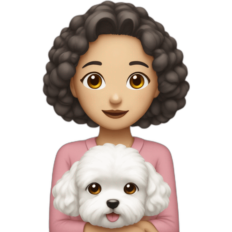 asian girl with white maltipoo emoji