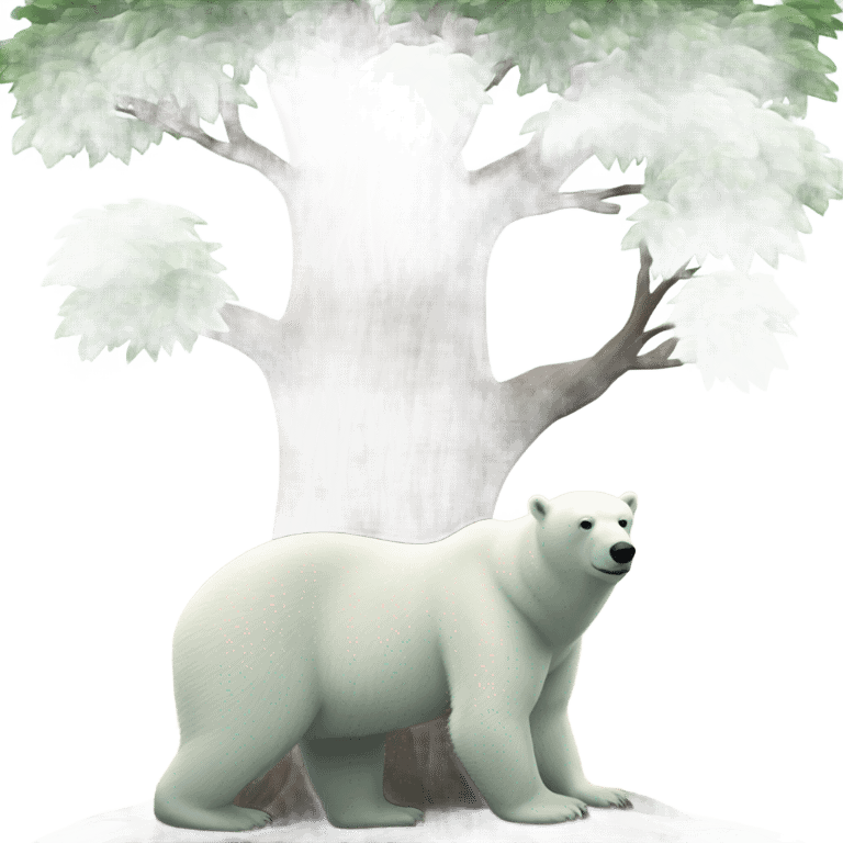 Polar bear with a big tree emoji