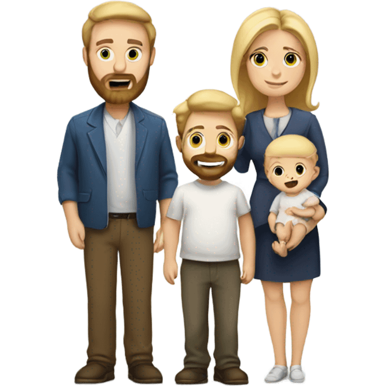 a family, with a mother with blonde hair, a white-skinned father with a brown beard and a Jewish baby. emoji