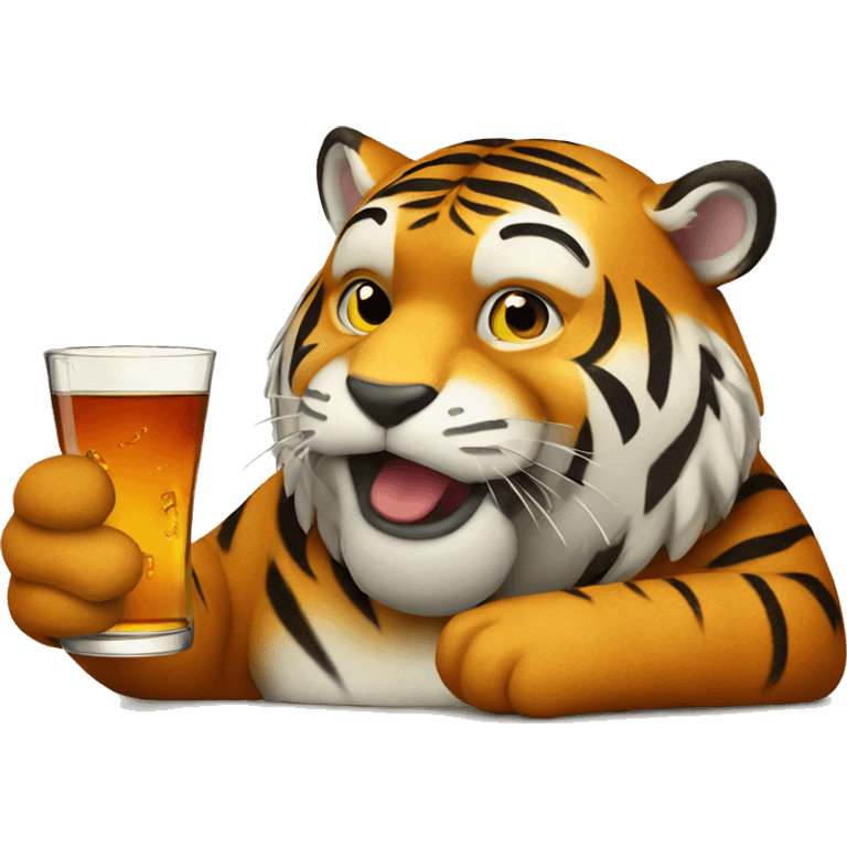 Fat tiger drinking whiskey emoji