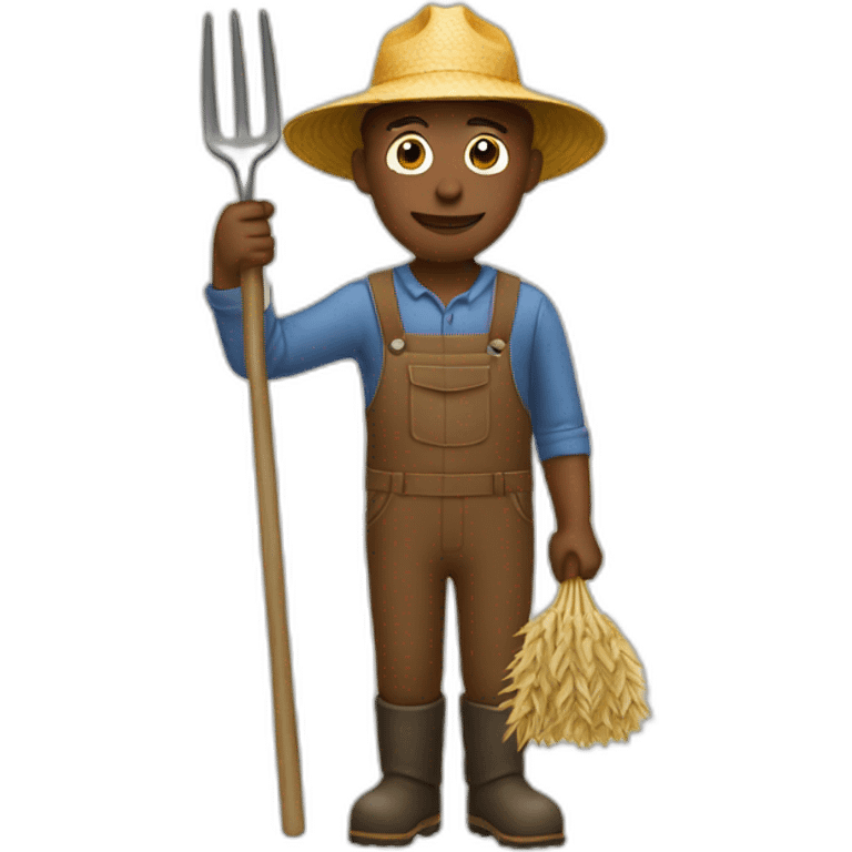 saluting farmer with pitchfork emoji