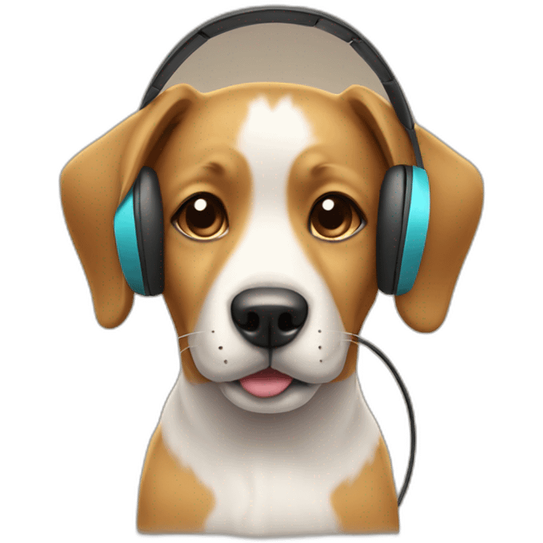 cute dog with headphones emoji