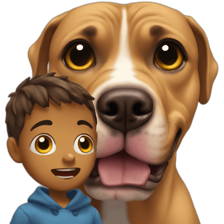 Pitbul with scared kid emoji