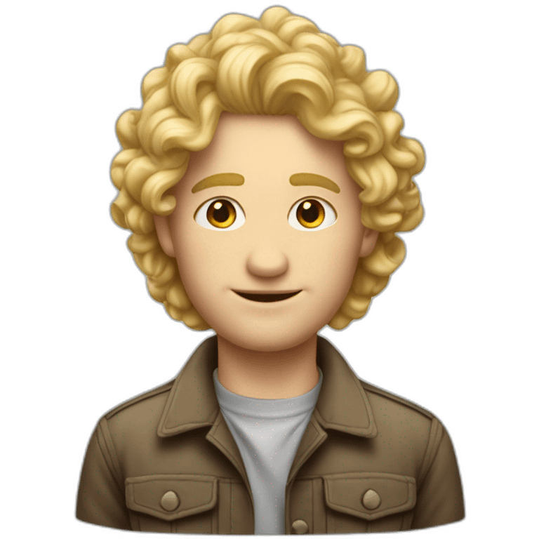 Homme blond cheveux bouclés sucr emoji