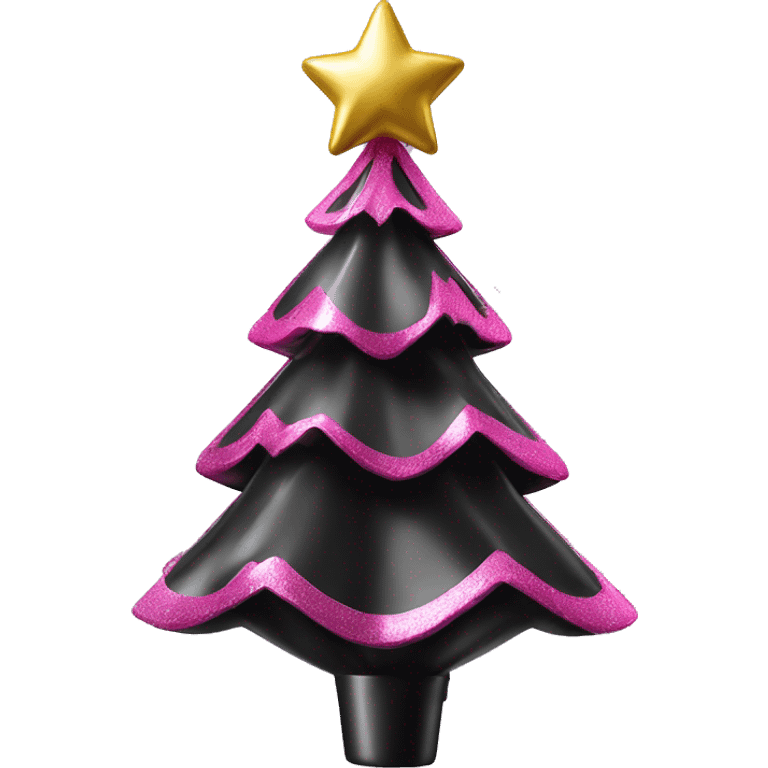 Realistic isolated black and pink metallic christmas tree topper. emoji