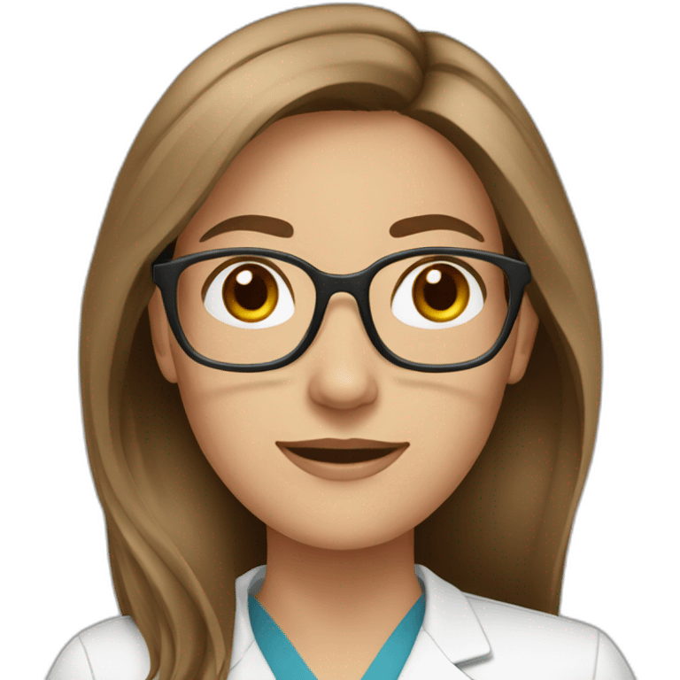 pharmacist white woman brown hair glasses emoji