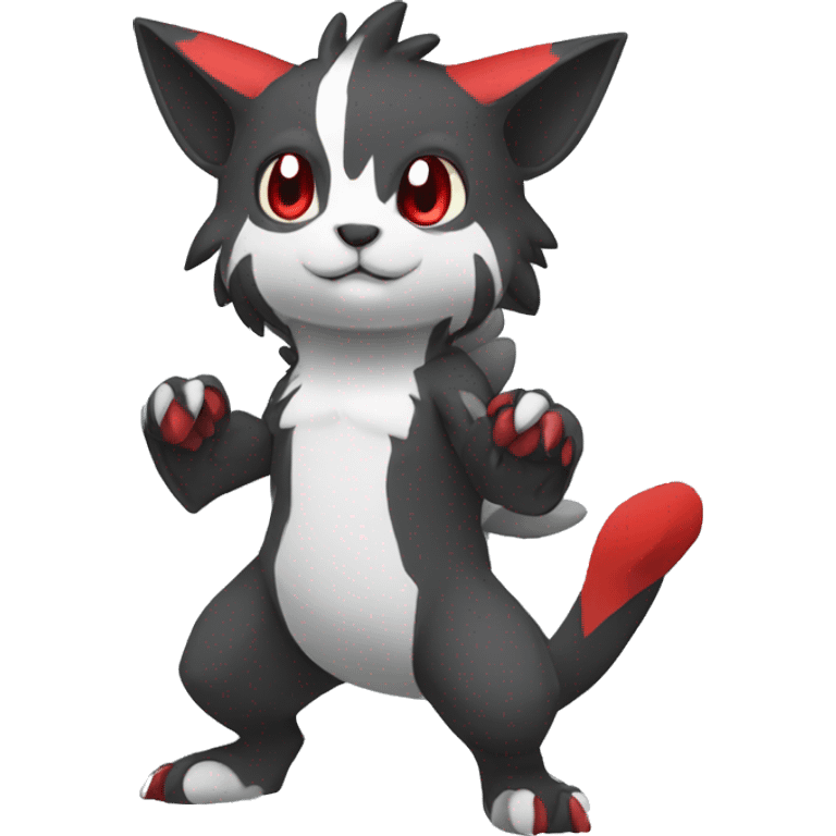 Cute cool black red white grey animal hybrid Fakemon full body emoji