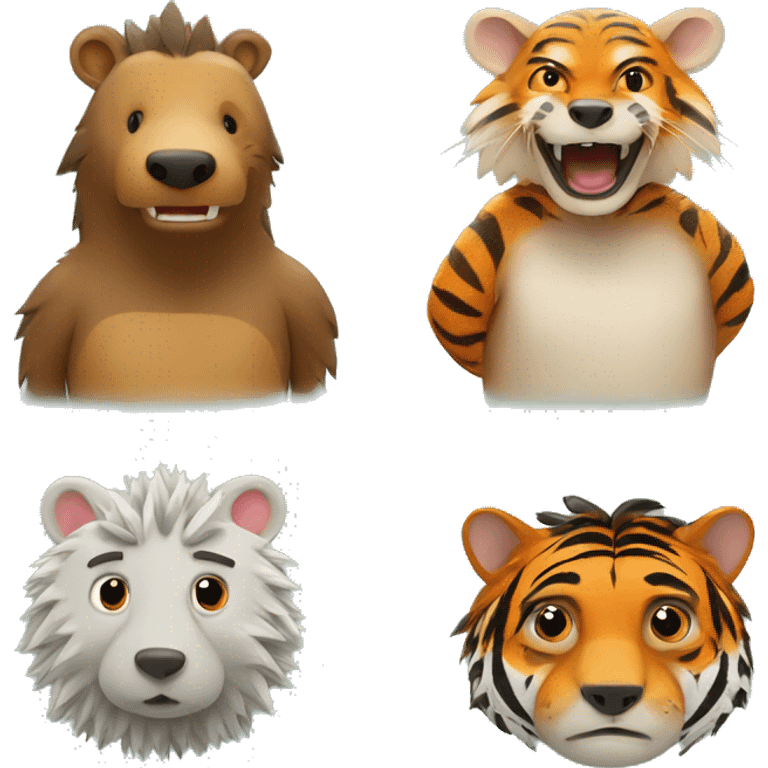 A hedgehog with a tiger's head, a crocodile's tail and bear's ears emoji