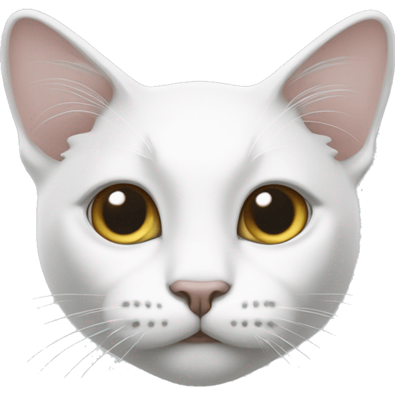 white cat’s face with medium gray facial pattern on forehead, ears, and nose. cheeks white emoji