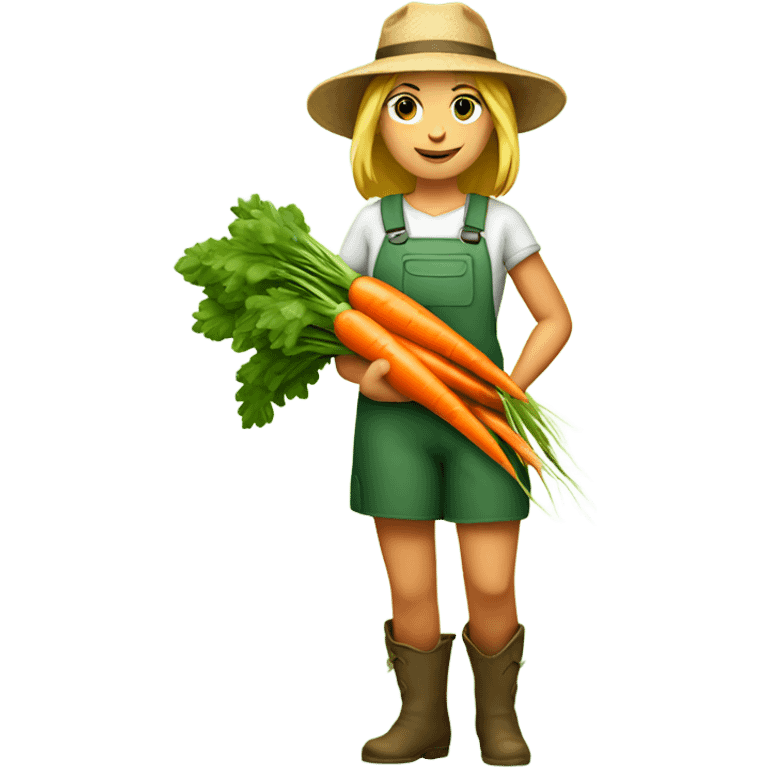 full body farmer girl holding carrots emoji